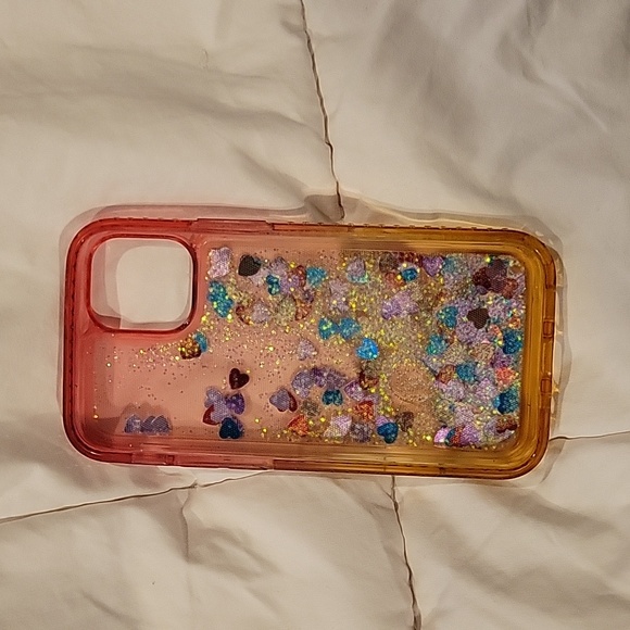 IPhone 12 mini case, clear pink with flowing sparkles - Picture 4 of 4